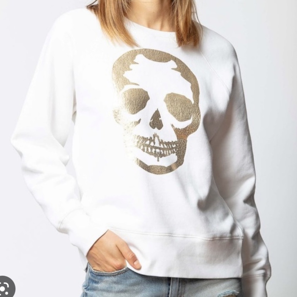 Zadig and voltaire gold foil skull sweatshirt